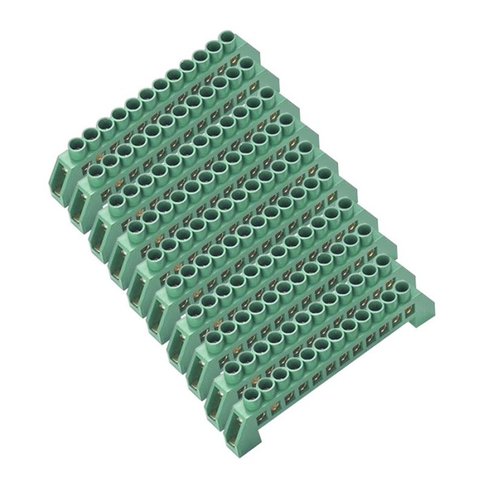Set 10 bucati bloc terminal electric, verde, 12 orificii