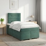 Cumpara ieftin Pat boxspring cu saltea Verde inchis 120 x 190 cm Catifea