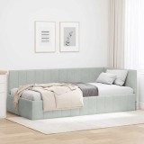 Cumpara ieftin Cadru de pat colțar Gri deschis 90 x 200 cm Catifea
