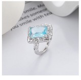 Cumpara ieftin Inel Argint 925 , zAquamarine Dream, , Cristal Emerald Cut E i Design Texturat