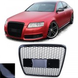 Grilaj Sport Tip fagure fara emblema Negru lucios potrivit pentru Audi A6 C6 4F 08-11 Performance AutoTuning