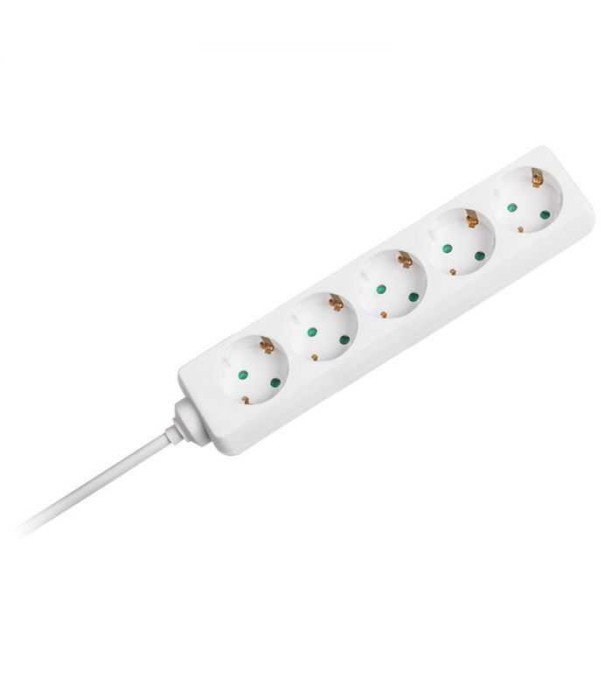 Prelungitor 5 prize 1.5m 3G1.5mm2 alb V-TAC SKU-8758