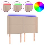Cumpara ieftin Tablie de pat cu LED, cappuccino, 147x16x118/128 cm, piele eco