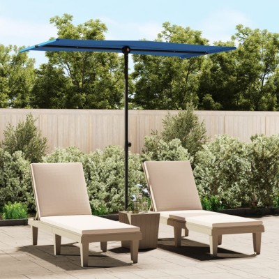 Gossi umbrela soare de gradina stalp aluminiu albastru azur 180x110cm foto
