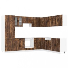 Set dulap de bucatarie din 14 piese &bdquo;Porto&rdquo; stejar afumat Lemn