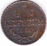 4.Transilvania Baia Mare,Austria,Ungaria 1 creitar,kreuzer,krajczar 1816 G, Cupru (arama)