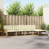 vidaXL Set Canapele Exterior 5 Piese Lemn Acacia Alb Crem Perne Rezistente Intemperii Design Modular Mobila Gradina
