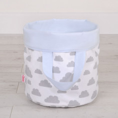 Cos rotund pentru depozitare jucarii size S Clouds Grey Blue