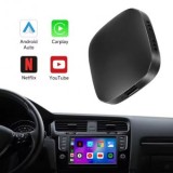 Adaptor compatibil Apple CarPlay si Android Auto Wireless, Topautochei&reg;, pentru masini cu Carplay de fabrica prin cablu, Plug &amp; Play 2GB + 34GB