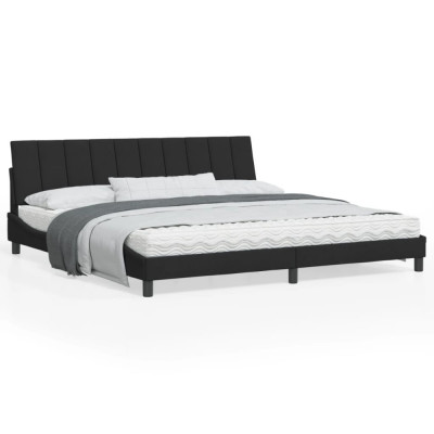 vidaXL Cadru de pat cu tăblie, negru, 200x200 cm, catifea foto