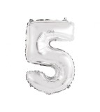 Balon Folie Cifra 35 cm Argintiu-Tip Cifra 5