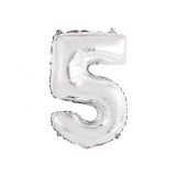 Balon Folie Cifra 35 cm Argintiu-Tip Cifra 5