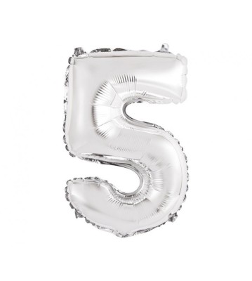 Balon Folie Cifra 35 cm Argintiu-Tip Cifra 5 foto