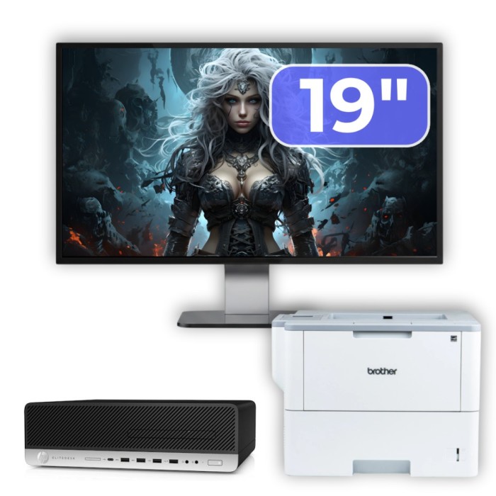 Pachet Calculator Second Hand HP ProDesk 800 G3 SFF, Intel Core i5-7500 3.40 - 3.80GHz, 16GB DDR4, 500GB SSD + 1TB HDD, DVD-ROM + Monitor 19&amp;quot; &amp; I