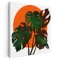 Tablou canvas ilustratie planta Monstera, verde, portocaliu 1300 Tablou canvas pe panza CU RAMA 80x80 cm