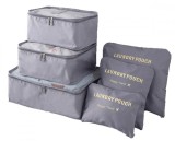 Organizator bagaj de calatorie 6 piese, impermeabil, cu fermoar, gri