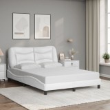 VidaXL Cadru de pat cu tăblie, alb, 140x200 cm, piele ecologică
