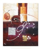Cumpara ieftin Tablou abstract pictat manual, Compozitie abstracta 3, 60x50cm ulei pe panza in relief efect 3D, gata de agatat pe perete