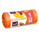 Saci menajeri Luxia cu urechi de prindere 35L 22 buc/rola HD-LD portocaliu parfum mango