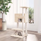 VidaXL Ansamblu de pisici cu st&acirc;lpi din funie de sisal, crem, 108,5 cm