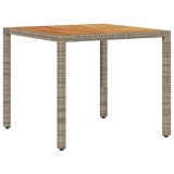 Masa gradina, blat din lemn acacia gri 90x90x75 cm poliratan