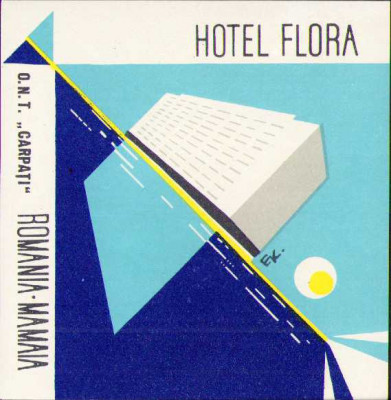 HST A126 Etichetă reclamă Hotel Flora Mamaia ONT Carpați Rom&amp;acirc;nia comunistă foto