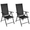 VidaXL Scaune pliante de grădină, 2 buc., negru, aluminiu &amp; textilenă 41730