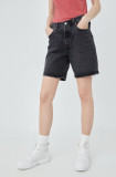 Levi&#039;s pantaloni scurti jeans femei, culoarea negru, neted, high waist