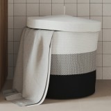 vidaXL Coș de depozitare cu capac, alb și negru, &Oslash;40x35 cm bumbac