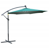 Umbrela pentru gradina Outsunny, brat cu manivela, 8 benzi LED, energie solara &Phi;295x245cm, Verde | Aosom RO