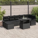 Gossi set de 8 piese canapea gradina cu perna negru poliratan