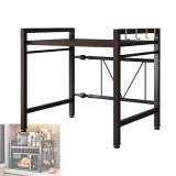 Raft metalic cuptor cu microunde, din metal, cu 4 carlige, dimensiuni 42-60 x 36 x 46 cm, multifunctional, ajustabil, negru