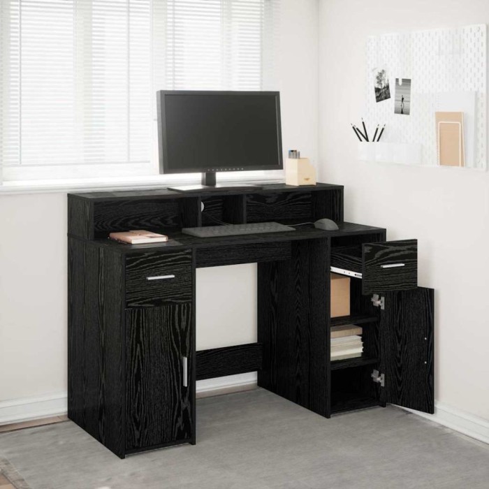 vidaXL Birou cu sertar Stejar negru 120 x 55 x 91 cm Lemn compozit 3365609