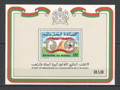 Maroc.1983 30 ani Revolutia Regelui ptr. popor-Bl. MM.119 foto