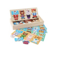 Set puzzle incastru in cutie , Imbraca animalutele, 60 piese, 7Toys