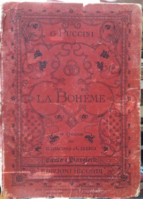 Giacomo Puccini-La Boheme, editia 1898, cu semnatura olografa a compozitorului foto