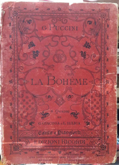 Giacomo Puccini-La Boheme, editia 1898, cu semnatura olografa a compozitorului