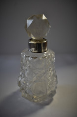 Sticla / Sticluta parfum veche - Cristal cu Argint Anglia Londra 1902 foto