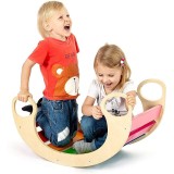 Balansoar rocker din lemn, placa de echilibru, multifunctional, multicolor, ProCart