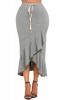 Fusta Midi Dama Gri, Elastica, Volanase, Siret Talie, Casual, Talie Inalta, S/M