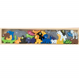 Puzzle din lemn cu animale, 25 piese, tip jenga
