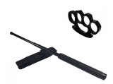 Set Autoaparare: Baston Telescopic Police 49cm Otel + Box Metalic Negru 1cm Ideallstore