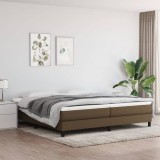 Cumpara ieftin Pat box spring cu saltea, maro &icirc;nchis, 200x200 cm, textil
