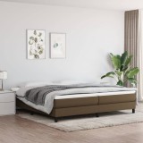 VidaXL Pat box spring cu saltea, maro &icirc;nchis, 200x200 cm, textil