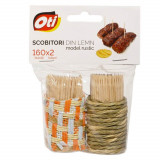 Set 2 Tuburi Decorative cu Scobitori din Lemn OTI, 160 Buc/Tub, Scobitori din Lemn, Scobitori pentru Petreceri, Scobitori pentru Aperitive, Scobitori