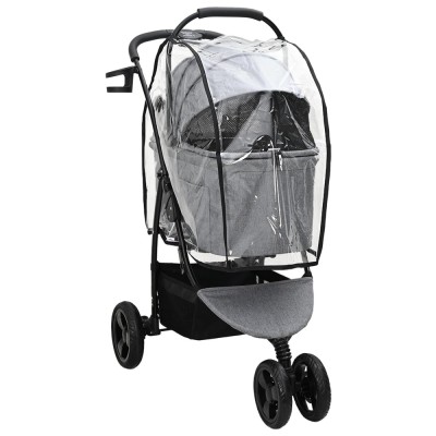 vidaXL Carucior pentru Pisici Pliante Ajustabil Gri 78 x 54 x 101 cm foto