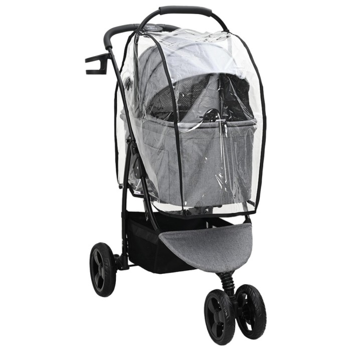 vidaXL Carucior pentru Pisici Pliante Ajustabil Gri 78 x 54 x 101 cm