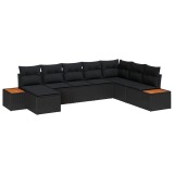 vidaXL Set de canapele pentru grădină cu pernă 8 pcs Negru Rattan poli 3348144