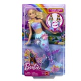 BARBIE PAPUSA SIRENA FLOARE MAGICA CU PAR BLOND SI COADA ALBASTRA SuperHeroes ToysZone, Mattel