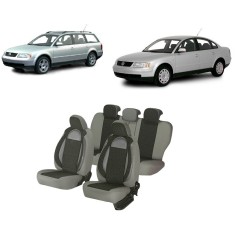 Set huse scaune compatibile VW Passat B5 (1997-2005) Piele + Textil (Compatibile cu sistem AIRBAG)